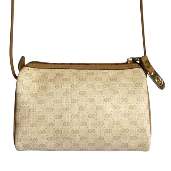 Gucci cream and brown micro gg mini barrel Boston crossbody bag Vintage rare - Picture 3 of 16